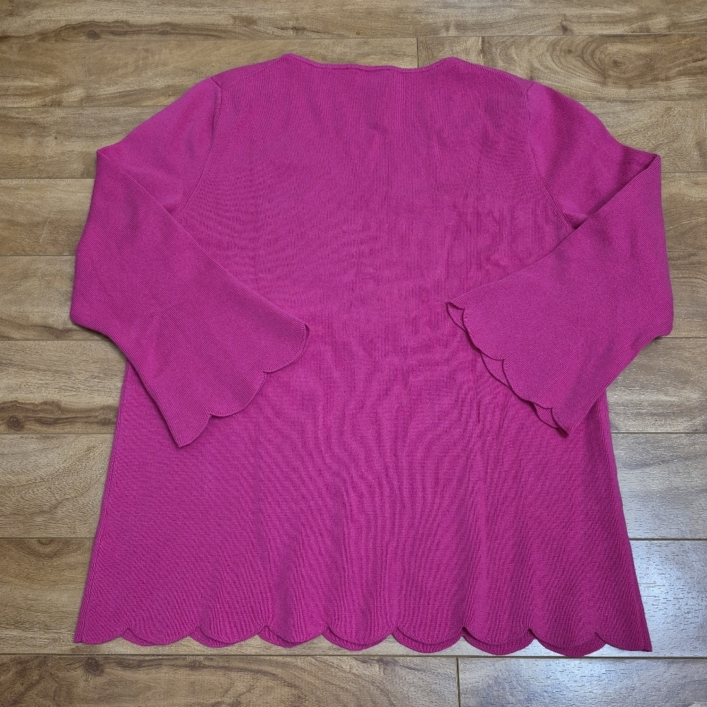 Talbots Pink Crew Neck Sweater scalloped edges large - Picture 6 of 6